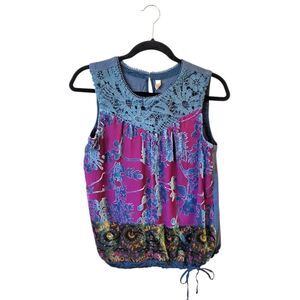 Tiny Anthropologie Women's Velvet Lace Tank Top Blouse Size S